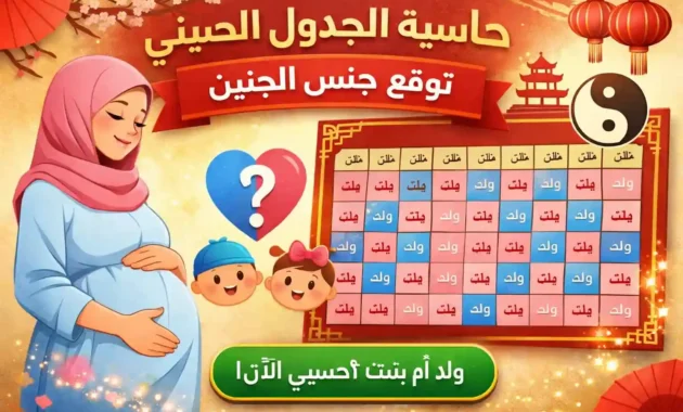 حاسبة الجدول الصيني لتوقع جنس الجنين